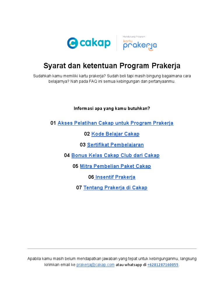 Panduan Lengkap Program Prakerja Cakap | PDF