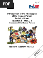 Activity Sheet Quarter 2 - MELC 5: Introduction To The Philosophy of The Human Person