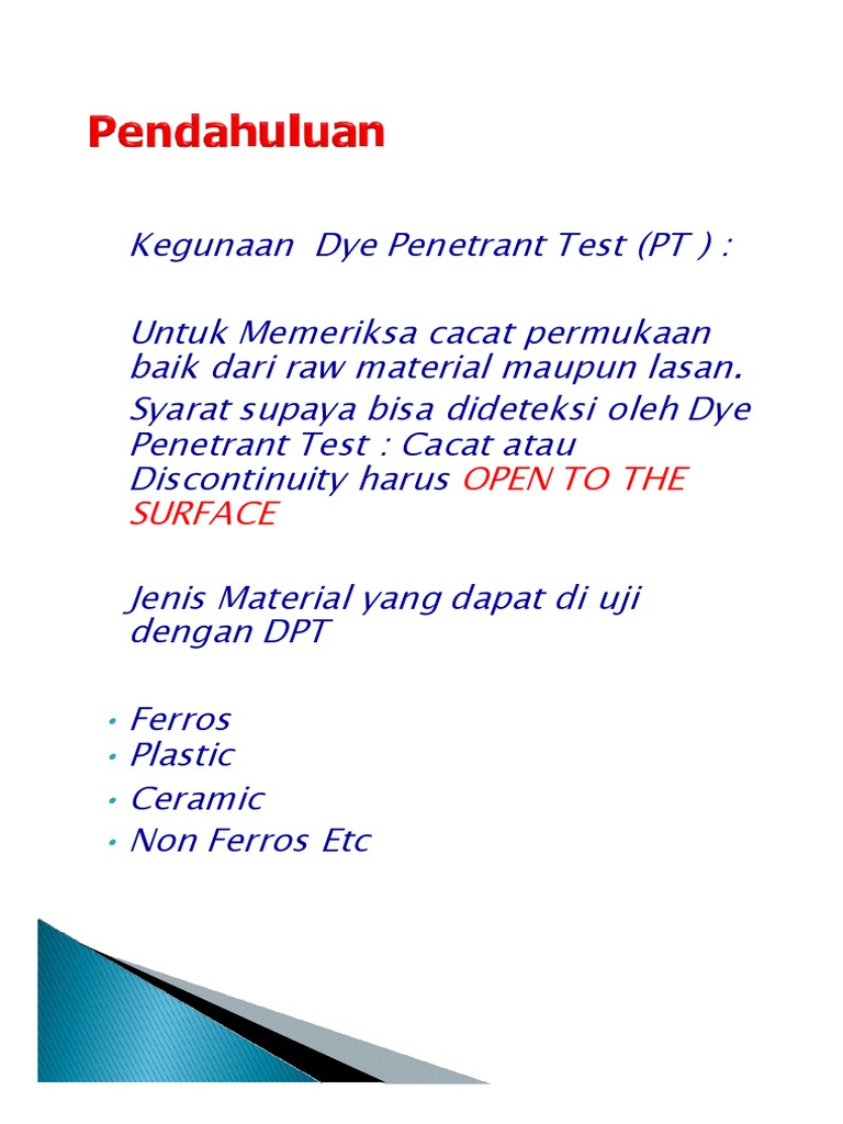 Fungsi dan Metode Dye Penetrant Test | PDF
