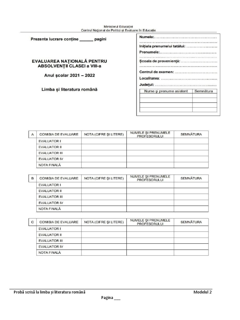 Test 2 Antrenament Model Nou 2022 | PDF