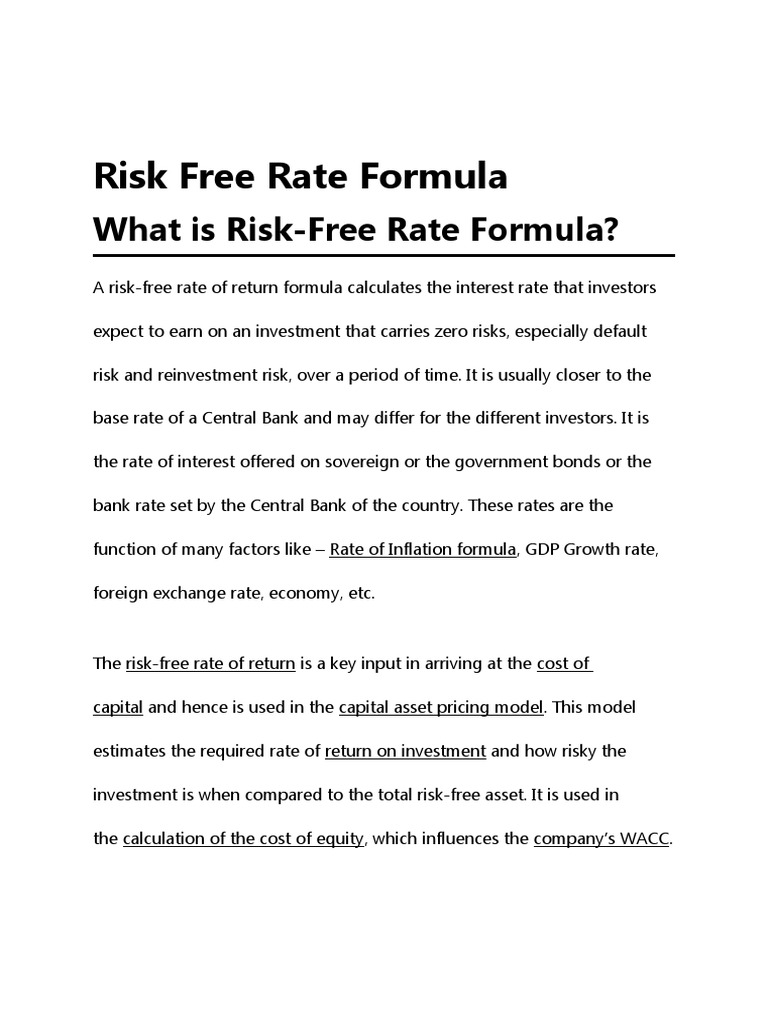 Risk Free Rate Formula | PDF | Investing | Capital Asset Pricing Model