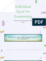Individual Sports: Swimming: Physical Education 2 Quarter Lesson 1 Grade 7