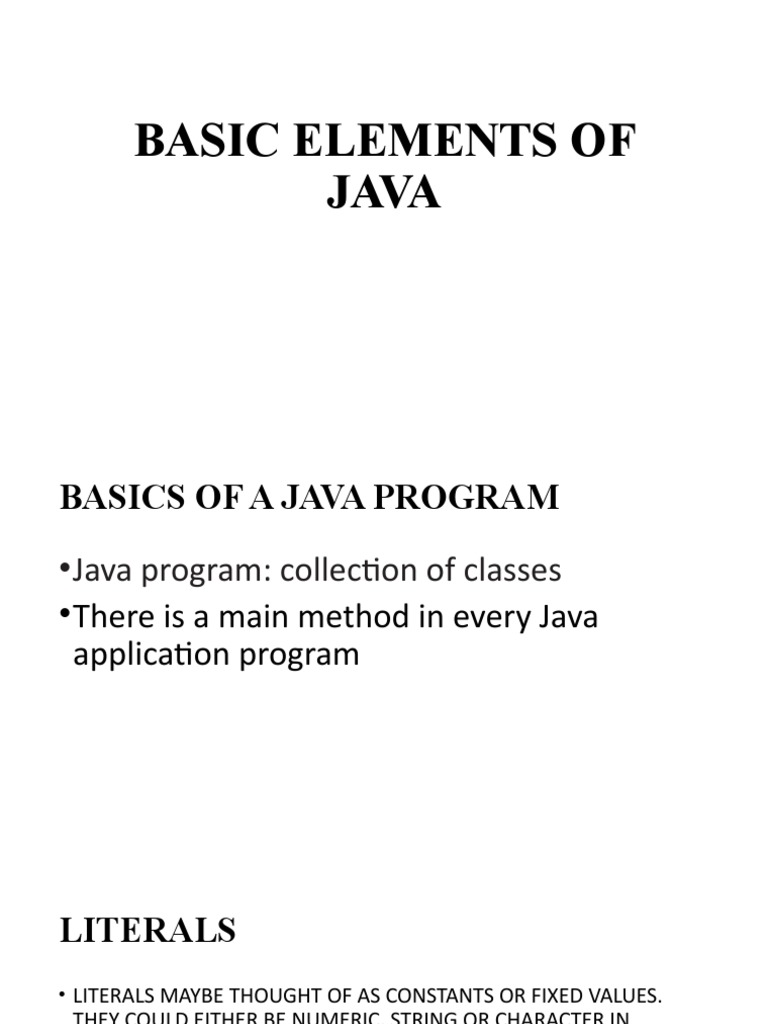 Chapter 3 BASIC ELEMENTS OF JAVA | PDF | Class (Computer Programming ...