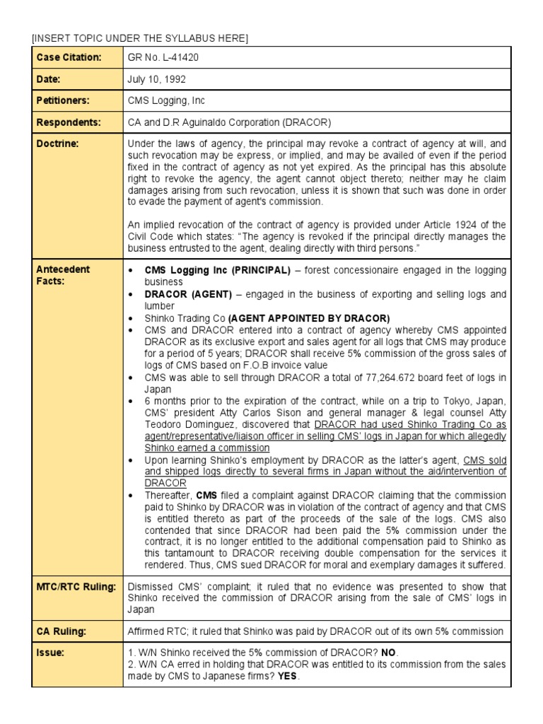 Case Citation Date Petitioners Respondents Doctrine PDF Law Of