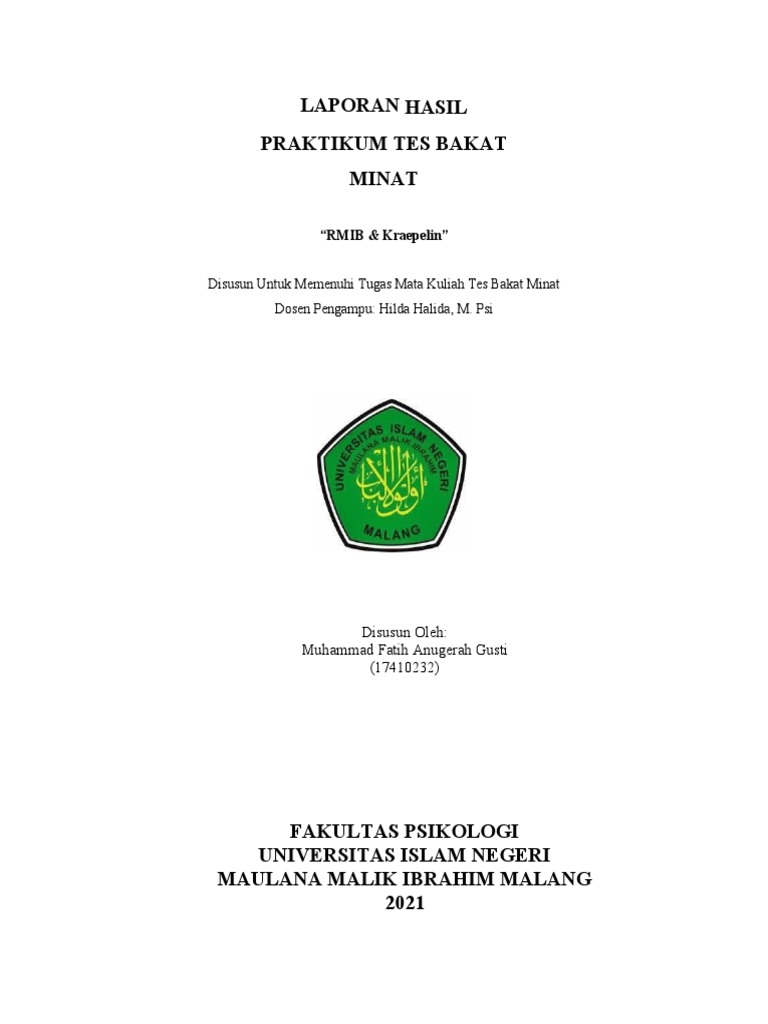 Laporan Tes Bakat Minat RMIB & Kraepelin | PDF