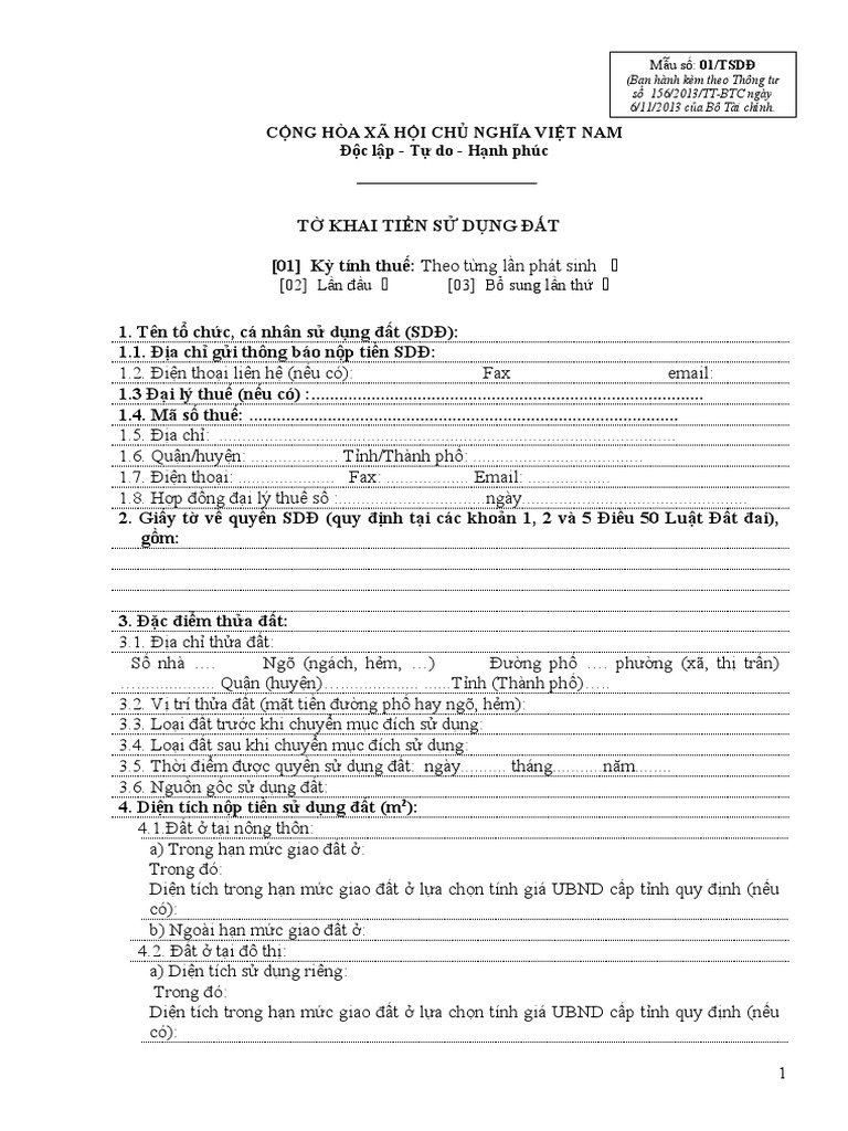 To Khai 01-TSDD | PDF