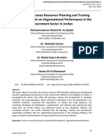 The Effect of Human Resources Planning and Training and Development On Organizational Performance in The Government Sector in Jordan