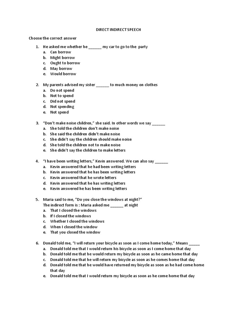 Direct Indirect Speech | PDF