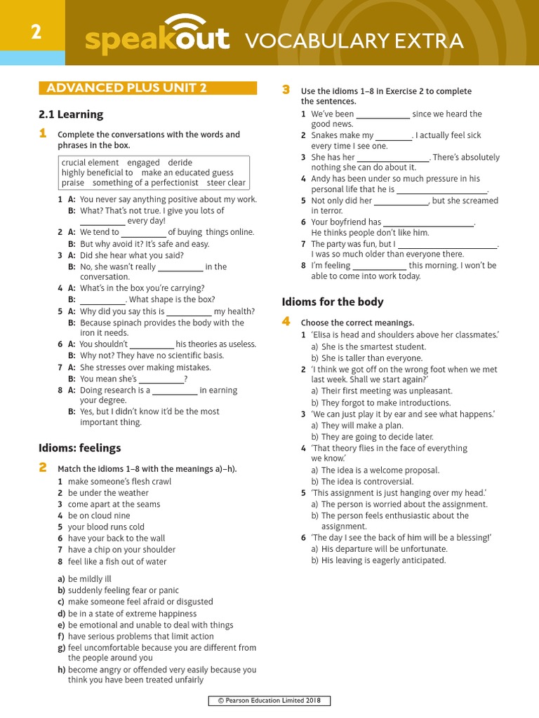 Speakout Vocabulary Extra Advanced Plus Unit 2 | PDF | Cognition