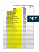 Lista de números de estudiantes de ingeniería