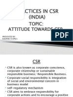 Practices in CSR (India) : Topic: Attitude Towards CSR