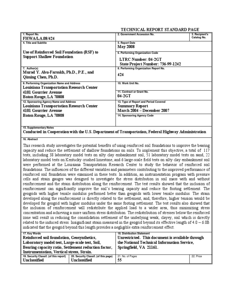 Reinforced Soil Foundations for Shallow Support | PDF | Foundation ...