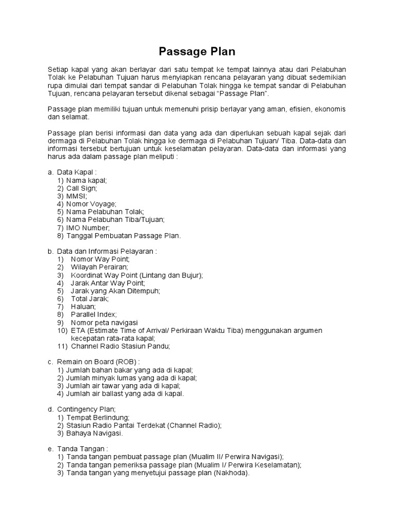 Rencana Pelayaran Kapal (Passage Plan) | PDF