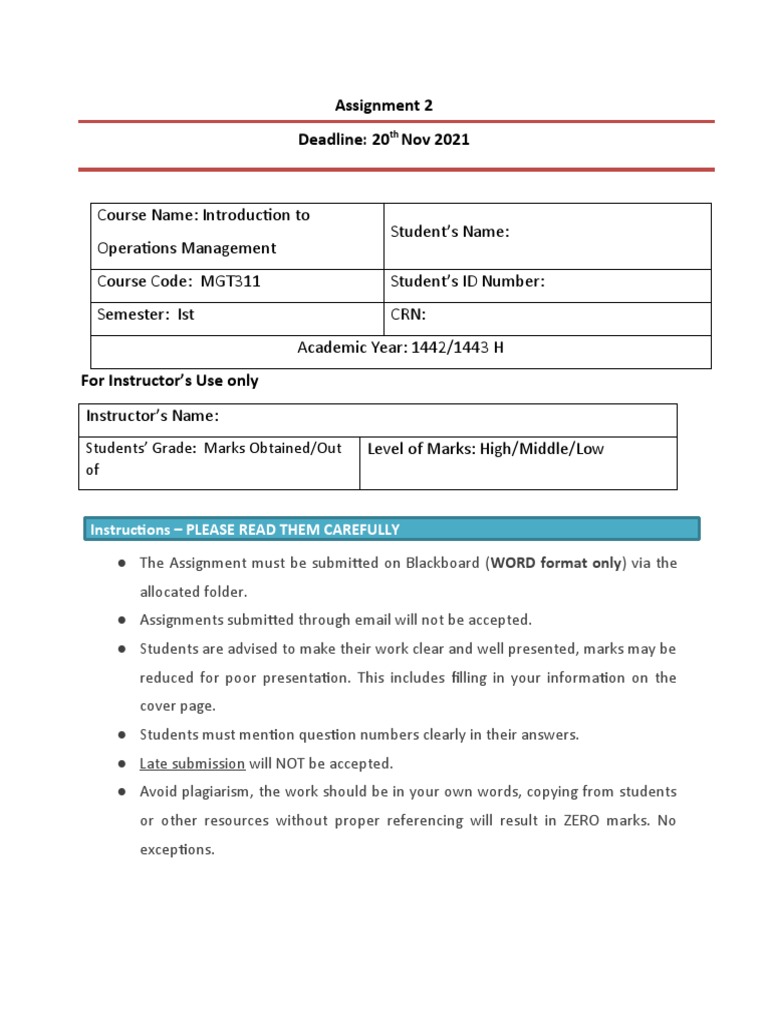 Week 2 Operations Management Assignment | PDF | Baking | Automation