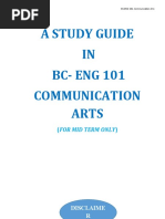 (1ST Sem 2021) A Study Guide in BC Eng 101 Com Arts (Midterm Only)