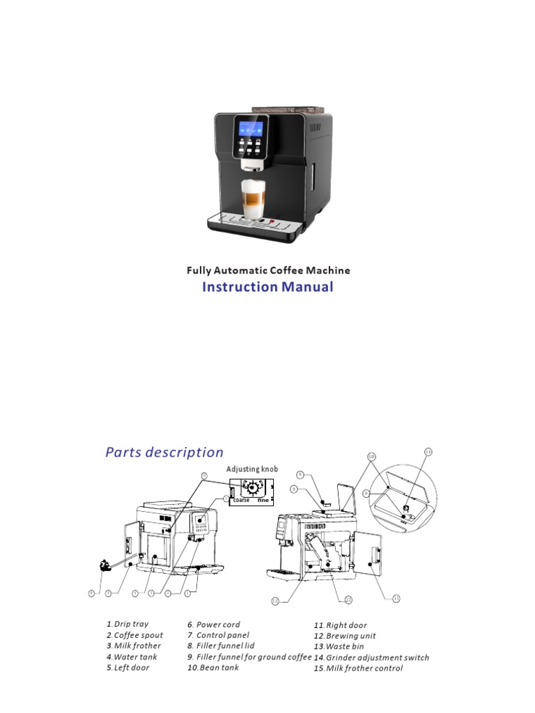 Instruction Manual Fully Automatic Coffee Machine PDF Coffee Home Appliance