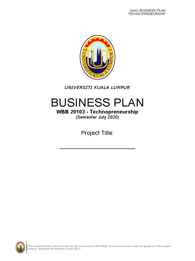 business plan evaluation unikl