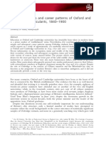 Rubinstein, W. The Social Origins and Career Patterns of Oxford and Cambridge Matriculants, 1840-1900