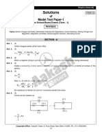 Solutions of Model Test Paper-1 Physics (Class XII