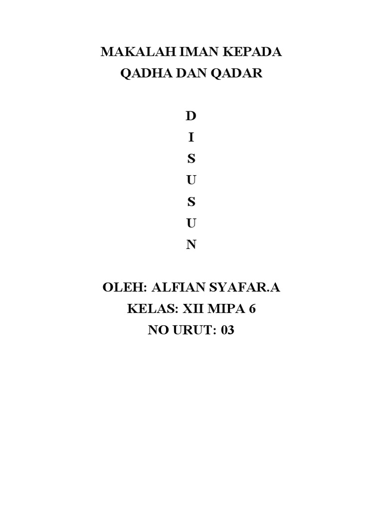 Iman kepada Qada dan Qadar dalam Islam | PDF