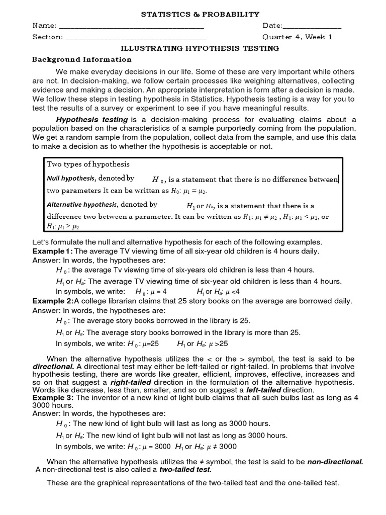 Understanding Hypothesis Testing | PDF | Type I And Type Ii Errors ...