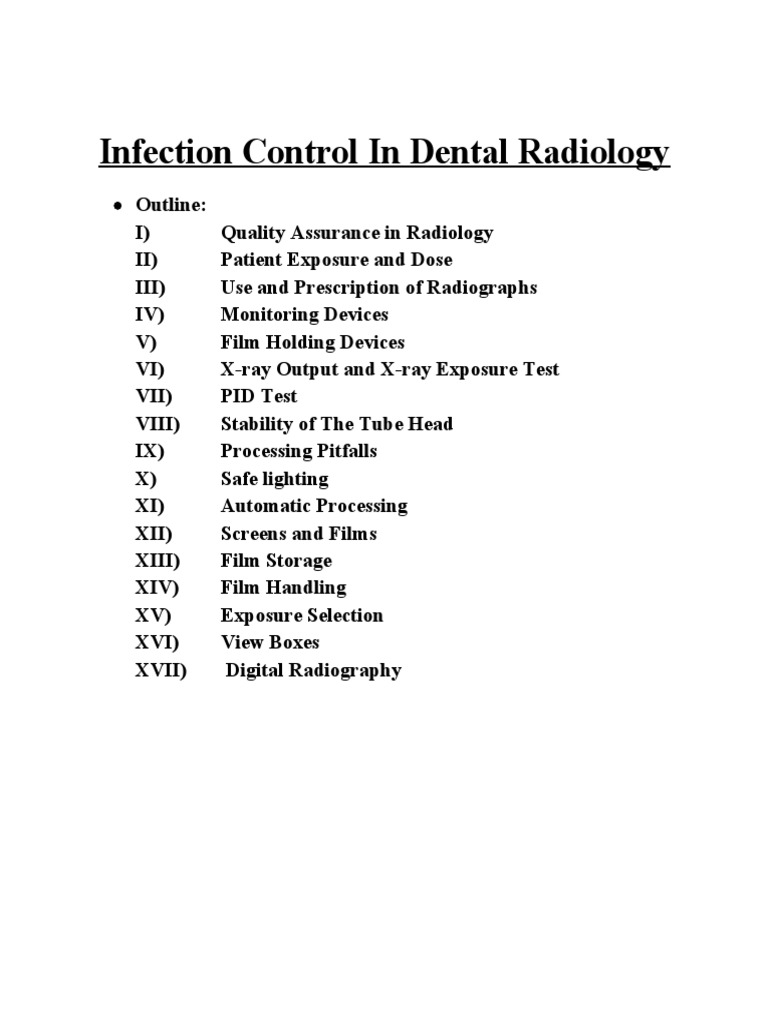 Infection Control in Dental X-Ray Room | PDF | Radiography | X Ray