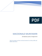 Macdonald Munyawiri: Zimbabwe Poetry Assignment