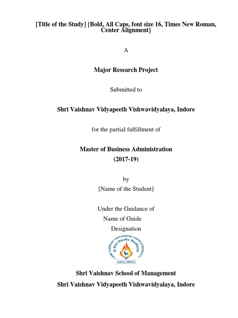 MBA Major Research Project Guidelines | PDF