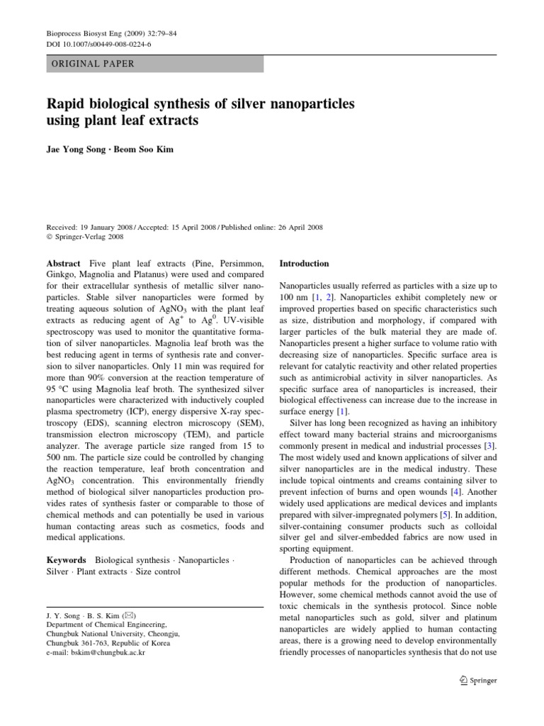 Silver Nanoparticles from Plant Extracts | PDF | Nanoparticle | Silver
