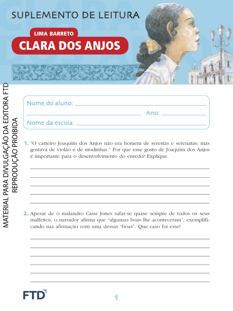 Suplemento de Leitura Clara Dos Anjos | PDF