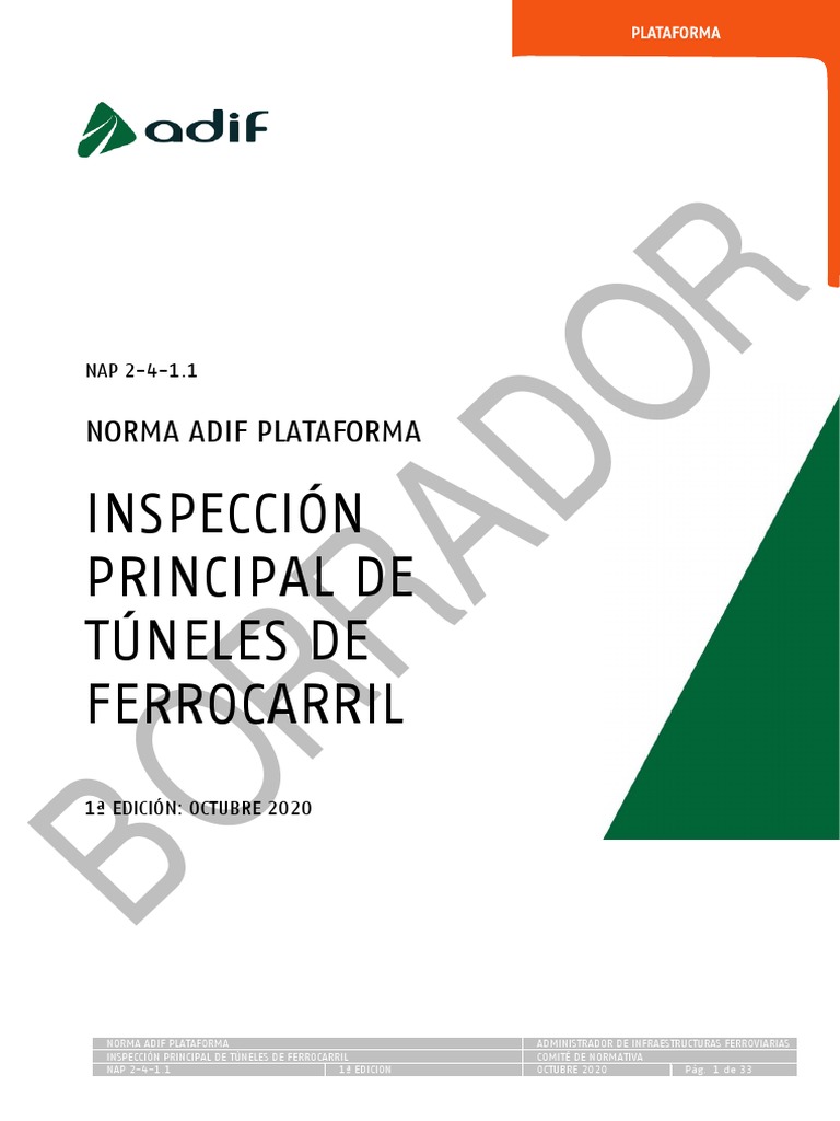 NAP - 2411 Inspeccion Principal de Tuneles de FFCC | PDF | Túnel ...
