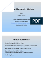 Simple Harmonic Motion: 8.01 Week 12D1