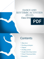 Dance and Rhythmic Activities (PE122) Class Orientation