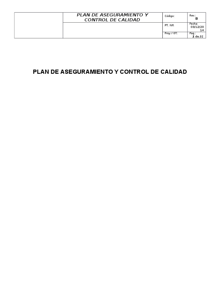 Plan de Calidad en Construcción | PDF | Calidad (comercial ...