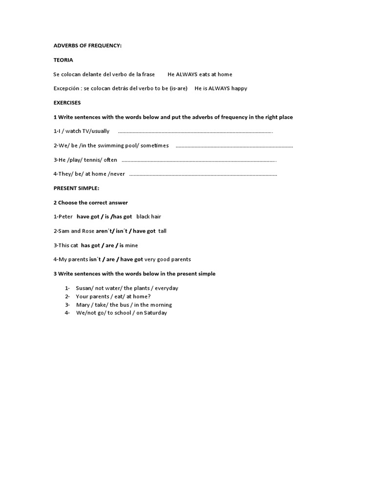 Adverbs of Frequency in Present Simple | PDF