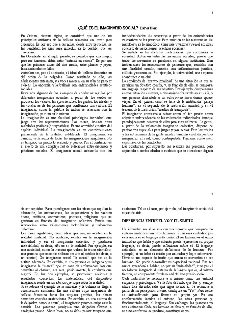 Qué Es El Imaginario Social PDF Conocimiento Realidad