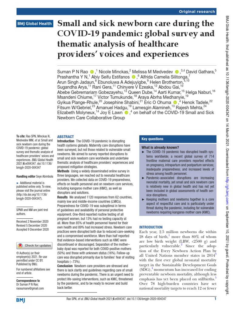 Small and Sick Newborn Care During | PDF | Neonatal Intensive Care Unit ...