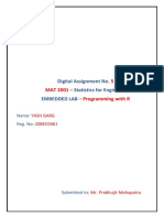 Digital Assignment No Statistics For Engineers Embedded Lab: - 5 MAT 2001 - Programming With R