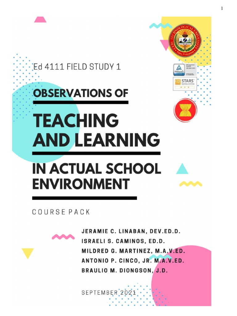 Field Study Course 1 Overview | PDF | Learning | Teachers
