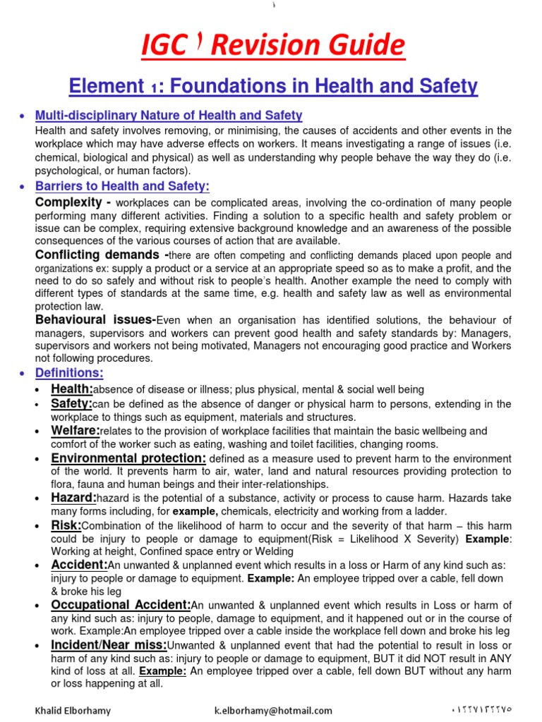 IGC Revision Guide Element 1 Foundations in Health and Safety PDF