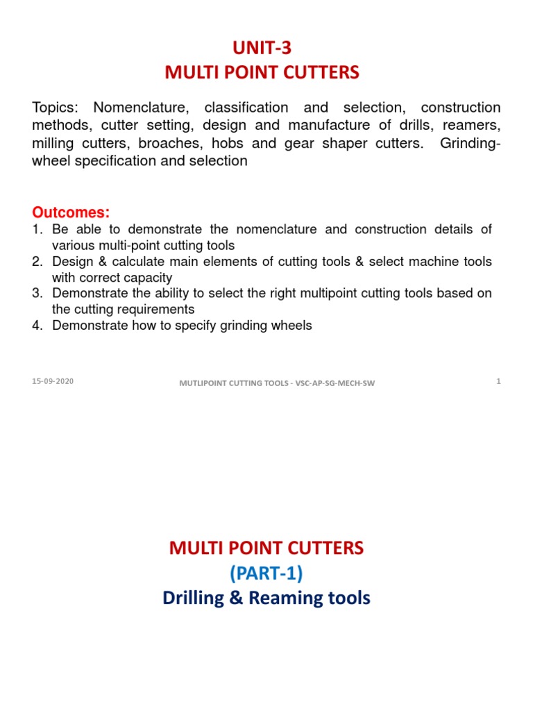 Multi-Point Cutting Tools Overview | PDF | Machining | Gear