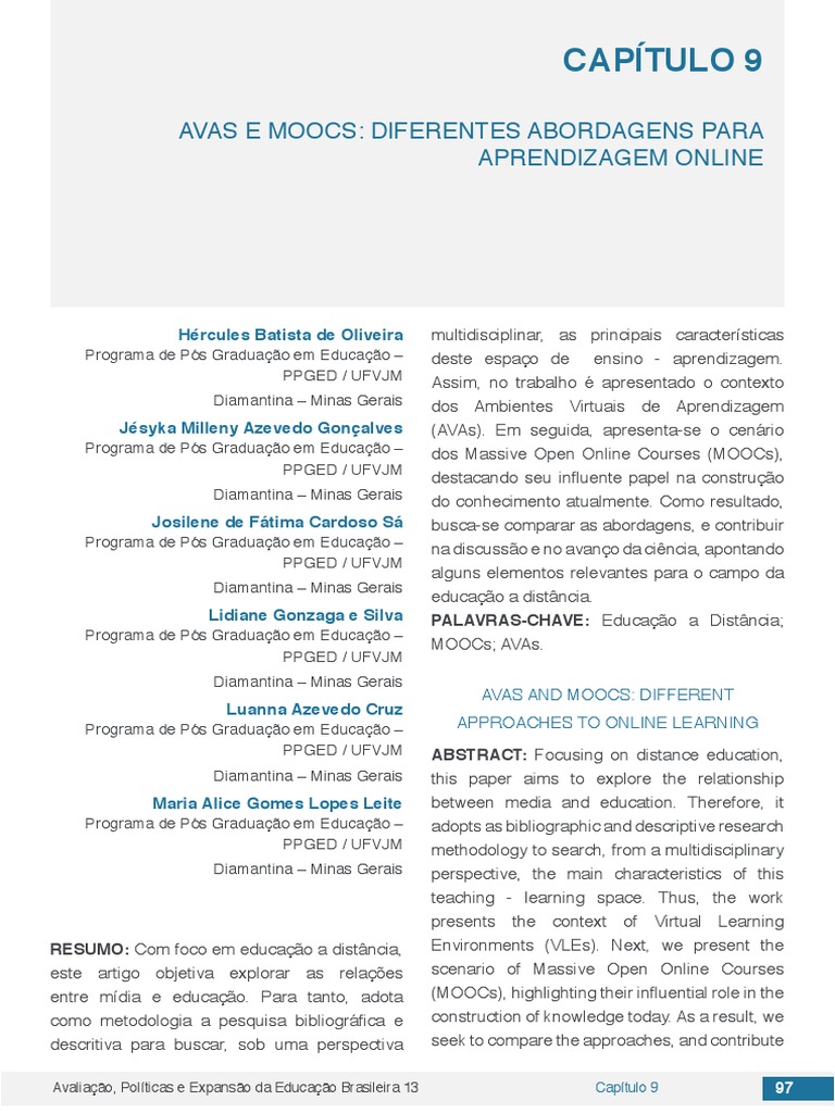 AVAs e MOOCs na Educação Online | PDF | MOOC | Educação à distância