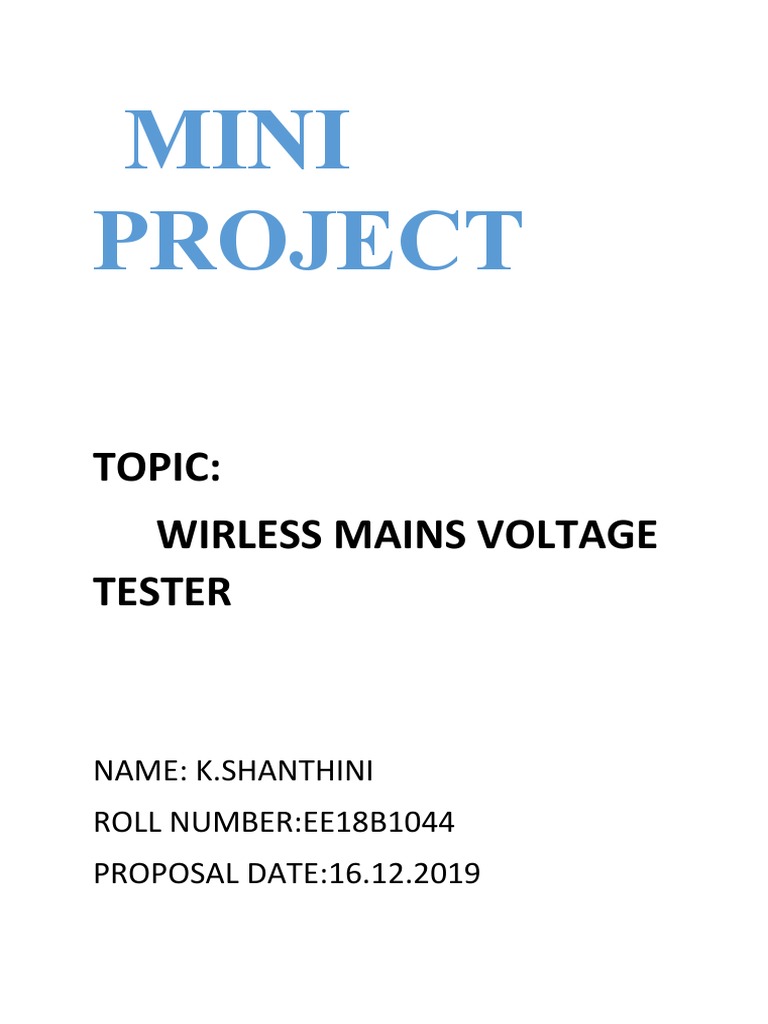 Mini Project: Topic: Tester | PDF