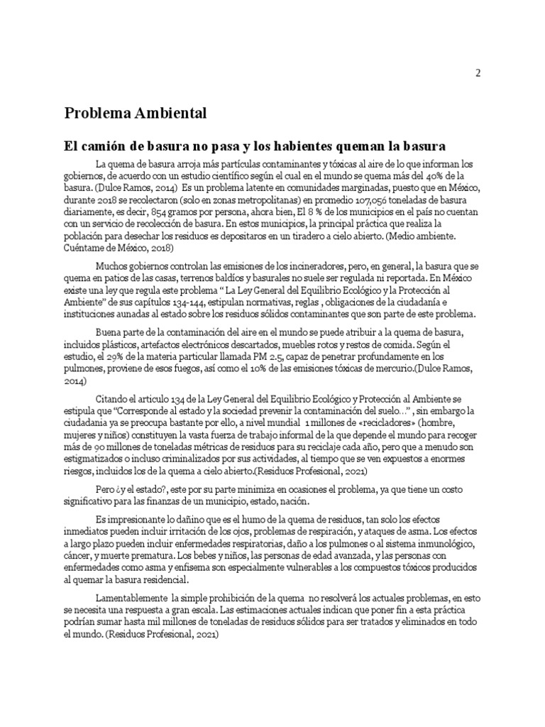 Impacto de la Quema de Basura en México | PDF | Residuos | Contaminación