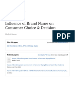 In Uence of Brand Name On Consumer Choice & Decision: Cite This Paper