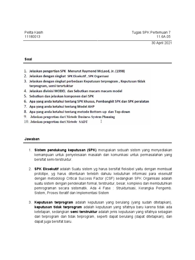 Panduan Sistem Pendukung Keputusan SPK | PDF