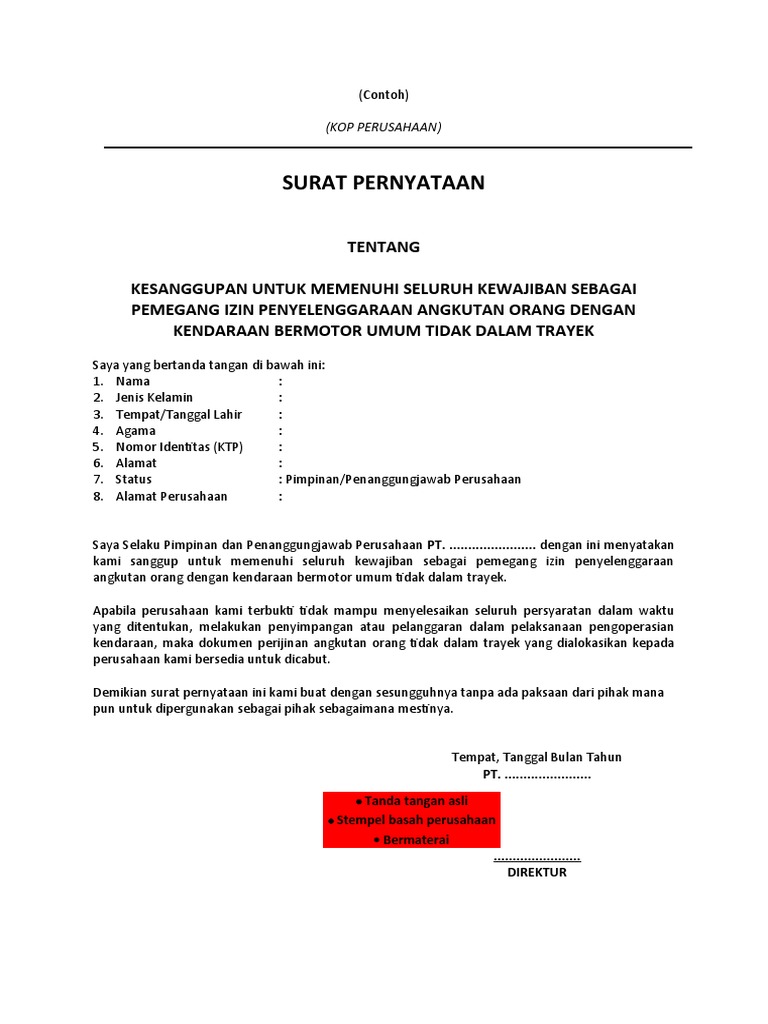 CONTOH Surat Pernyataan | PDF