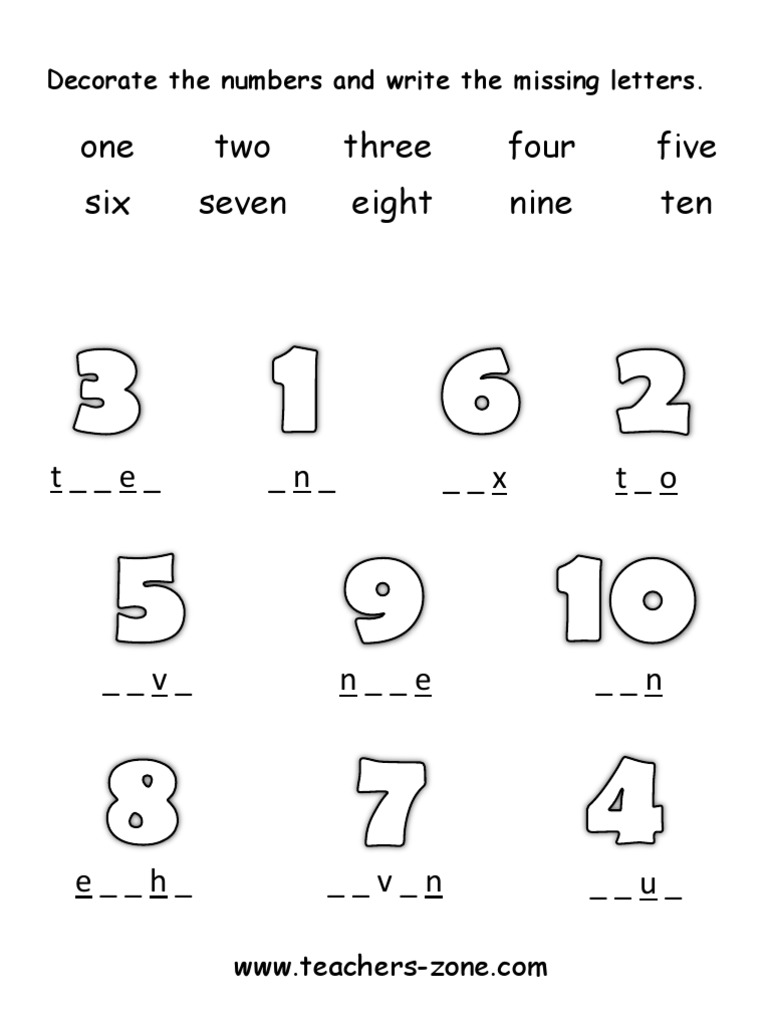 Missing Letters and Numbers Worksheet | PDF