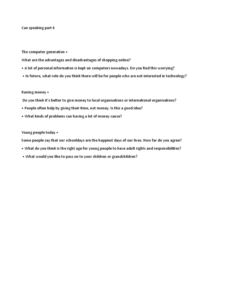 Cae Speaking Part 4 | PDF