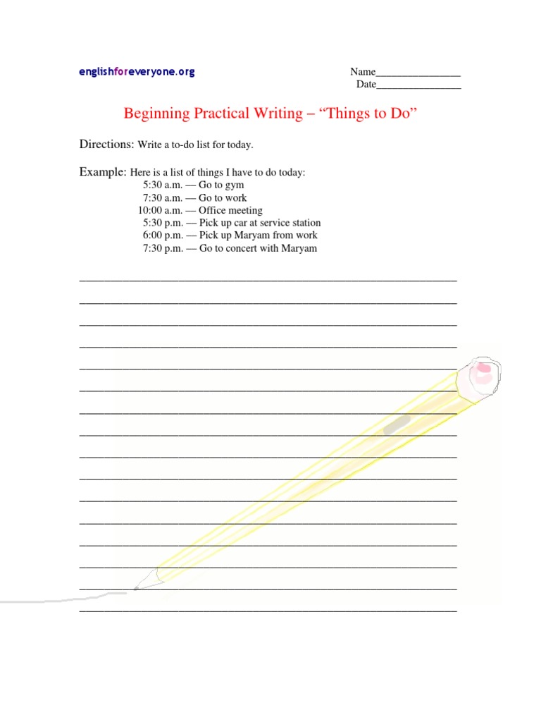 Beginning Practical Writing - To Do List | PDF